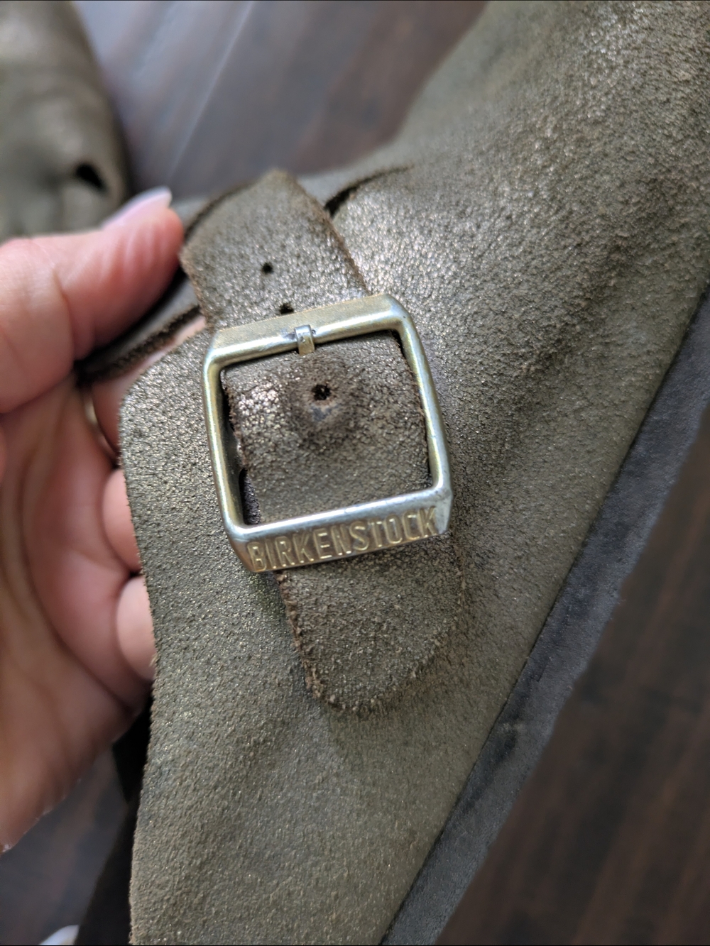 Birkenstock Women's 39 Suede Moccasins — Gold Olive Brown - Picture 2 of 3